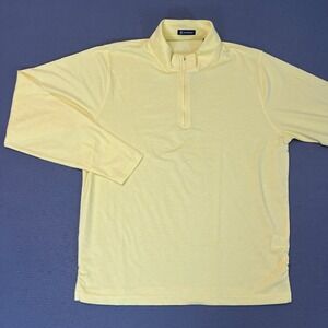 Turtleson Mens Size Medium 1/4 Zip Pullover Yellow Golf Logo Stretch Mock Neck‎